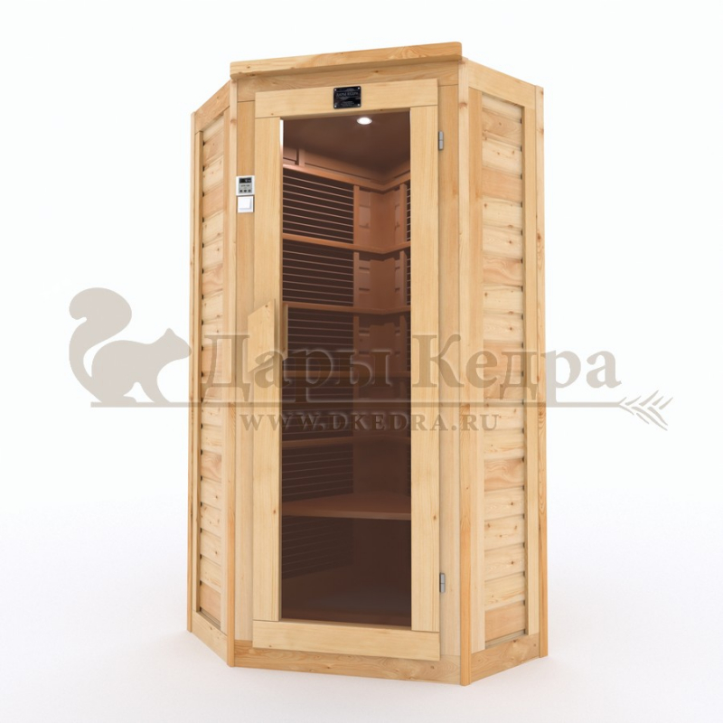 Одноместная угловая инфракрасная сауна кабина из кедра с карбоновыми излучателями
